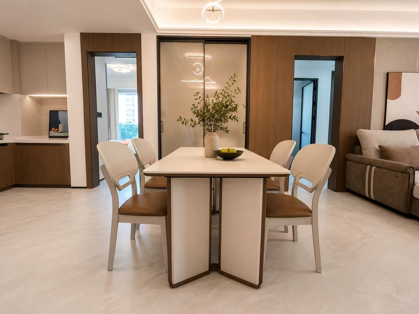 Frosted Glass Dinning Table with 4 chairs