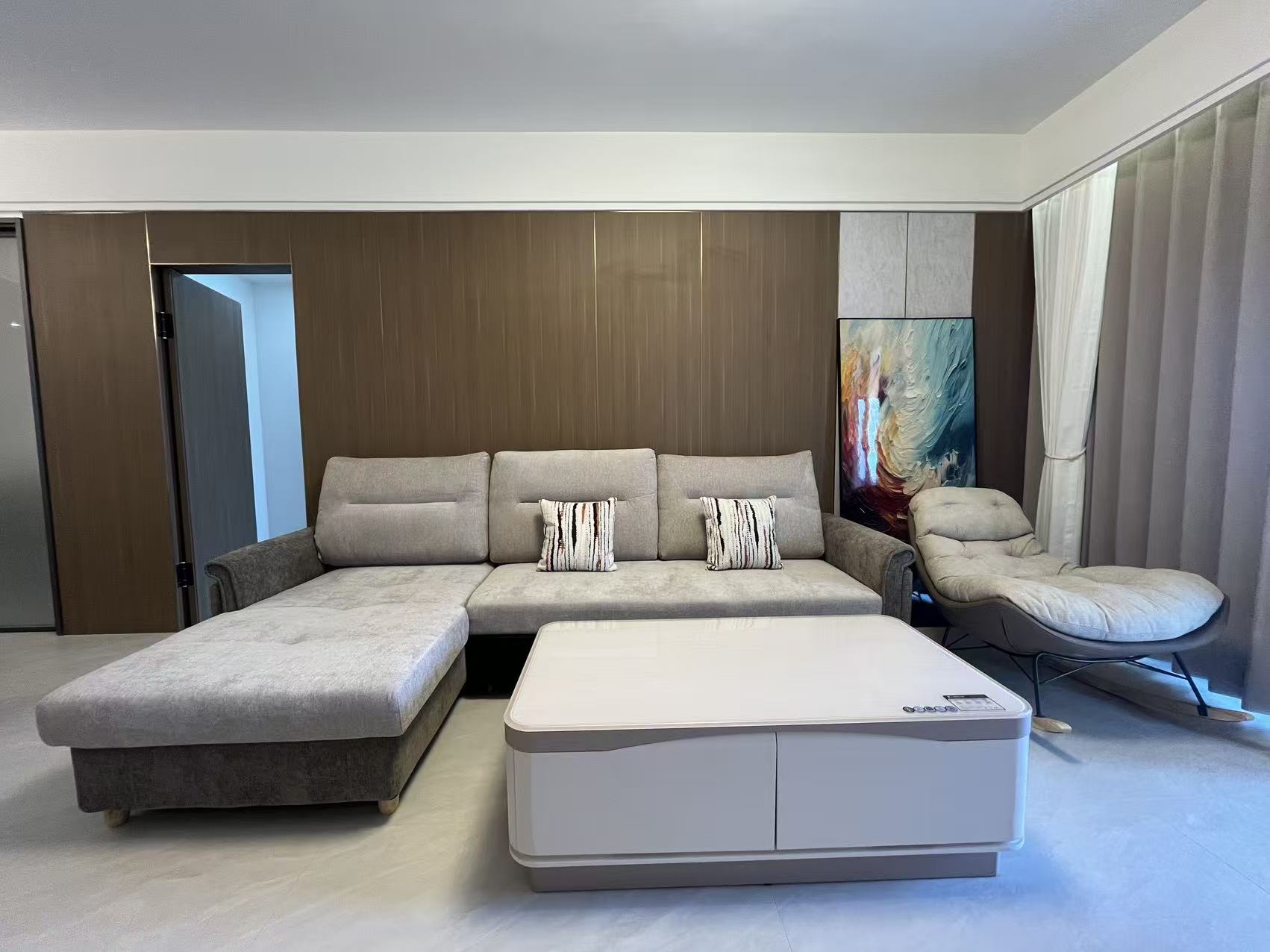 Sofa Coffee Table with Frosted Glass Top